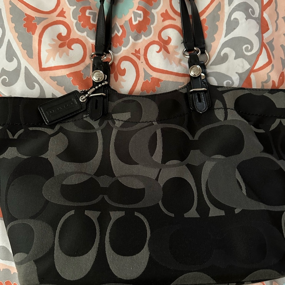 Coach Black and Gray Patterned Tote